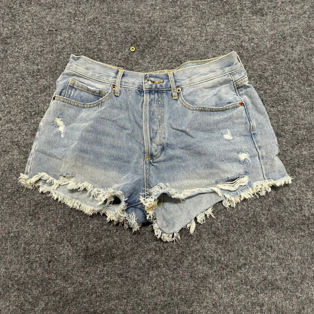 Simple Society Shorts Womens Size 5/27 Light Wash Distressed Raw Hem Denim Jean